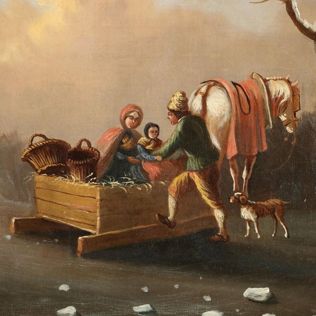 Winter Landscape, Oil on Canvas, 19th Century For Sale - Image 3 of 11