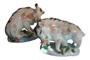 19th Century English Derby Porcelain Models of Florentine Boars- a Pair
