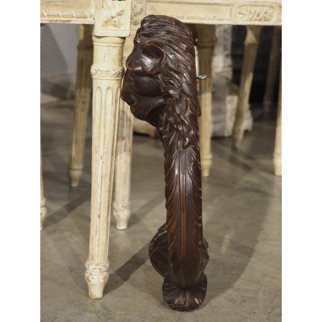 French Oversized French Carved Walnut Study of a Bronze Door Knocker, 19th Century For Sale - Image 3 of 16