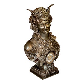 19th C French Oriental Zamak Bust Clock - 1 Pc For Sale