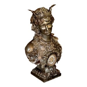 19th C French Oriental Zamak Bust Clock - 1 Pc