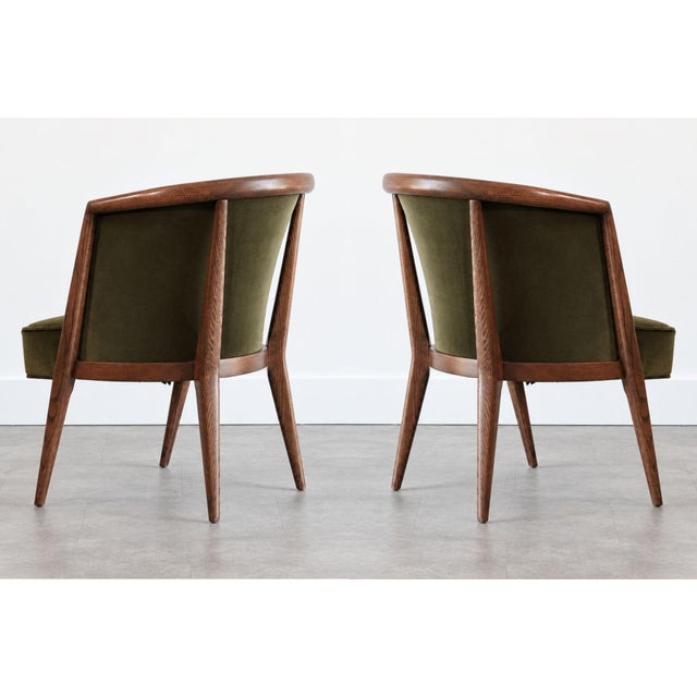 Harold Schwartz Lounge Chairs in Olive Velvet, C. 1950s For Sale - Image 4 of 7