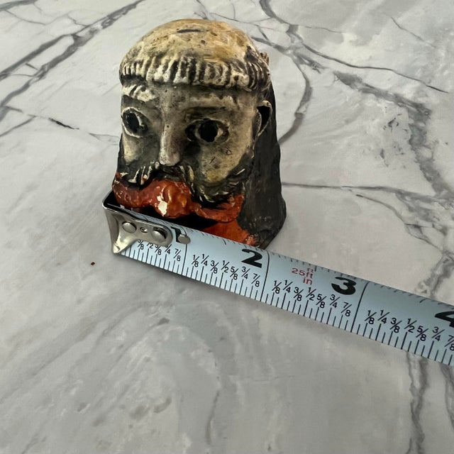 Black Sculpture of Man’s Head Folk Art Expressionist For Sale - Image 8 of 8