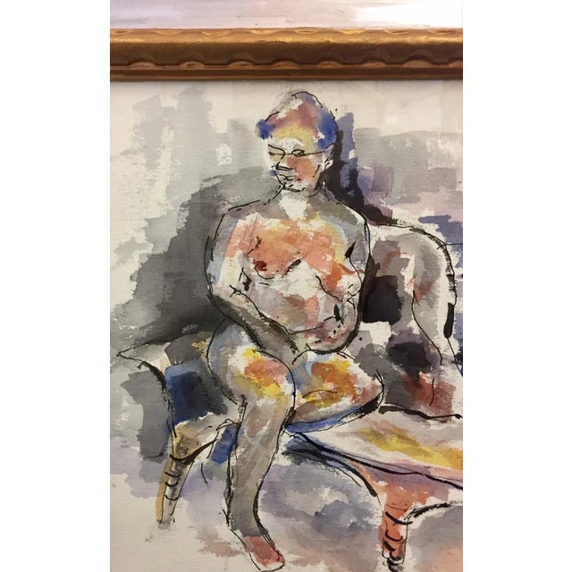 1980s 1980s John Howard Gould Original "Girl in Repose" Watercolor Painting For Sale - Image 5 of 8