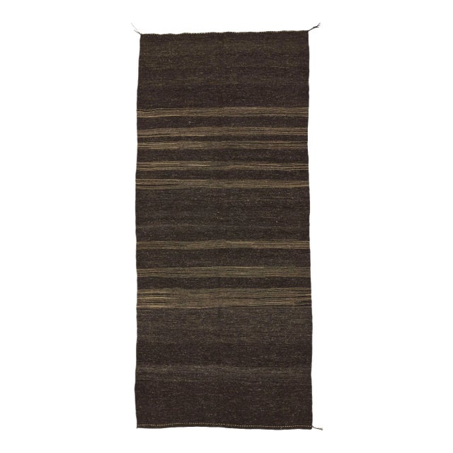 Vintage Dark Brown Kilim Rug - 5'6" x 12'6" For Sale