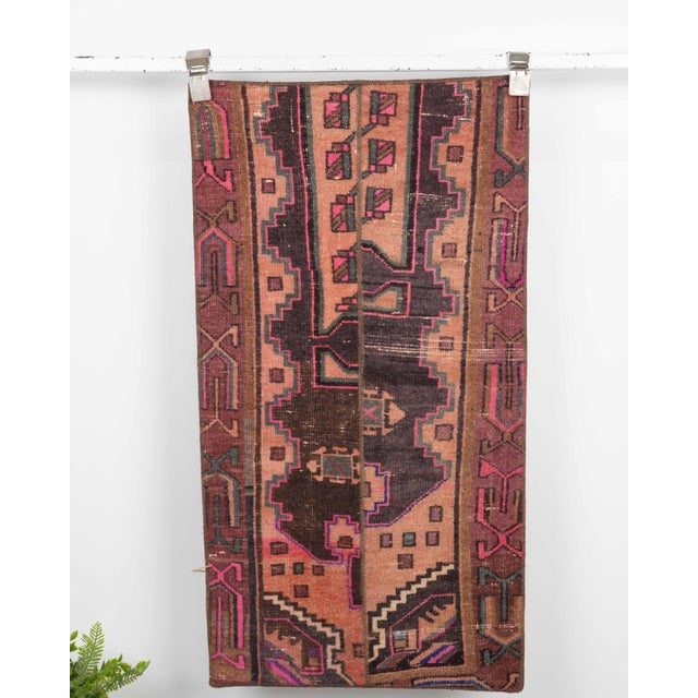 Vintage Orange Patchwork Turkish Runner Rug - Handwoven Wool Boho Carpet For Sale - Image 9 of 9