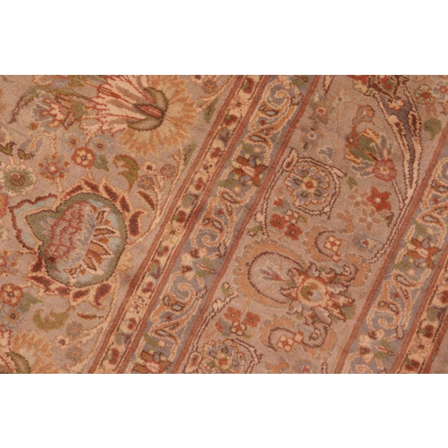 Shabby Chic 1990's Floral Pak-Persian Taupe/Gold Wool Rug - 6'1'' X 9'0'' For Sale In New York - Image 6 of 9
