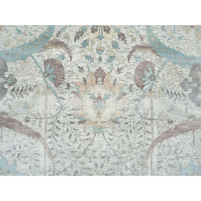 2010s Ivory, Sickle Leaf Design Soft Pile, Silk With Textured Wool Hand Knotted, Oversized Oriental Rug For Sale - Image 12 of 13