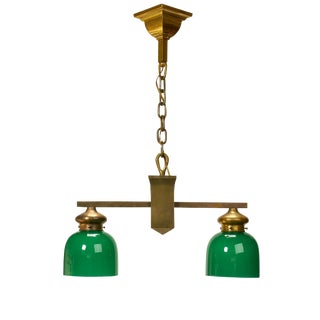 1950s Traditional Revival Two Light Pendant Light Fixture For Sale