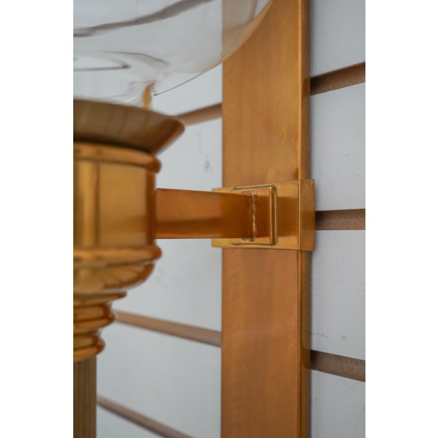 Pair Ethan Allen Brass Wall Sconce Candlesticks W. Globes Chairish