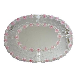Murano Glass Floral Mirror, 1950s For Sale