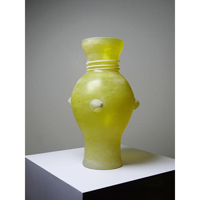 Glass Murano Scavo Yellow Baluster Vase from Seguso Vetri Darte, 1960 For Sale - Image 7 of 11