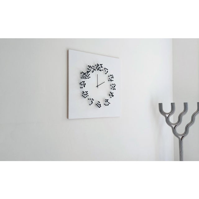 "Mocap" (White-Black) Illusionistic Wall Clock / Wall-Sculpture For Sale - Image 6 of 12