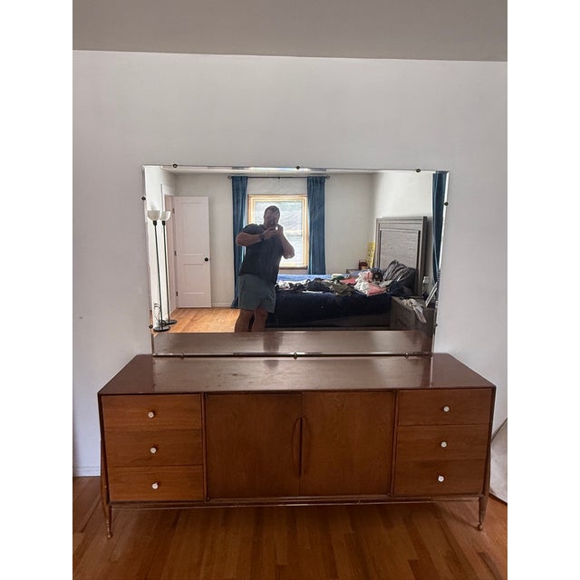 Wood Vintage John Cameron Mid-Century Modern Dresser With Mirror For Sale - Image 7 of 13