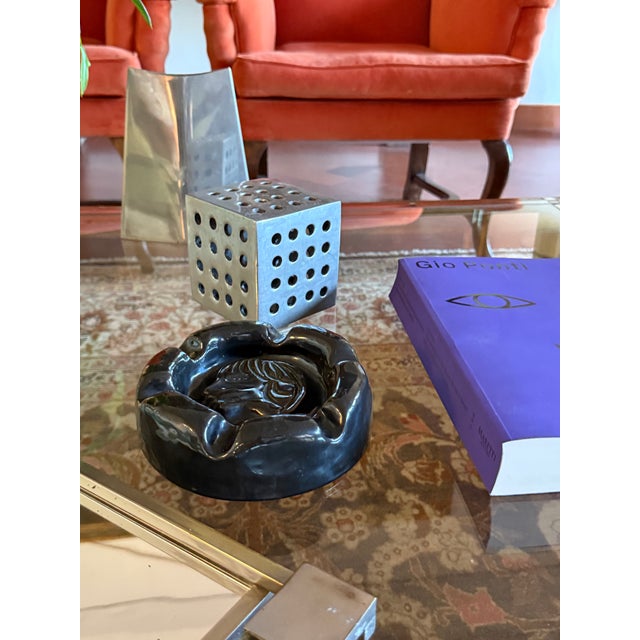 Mid-Century Black Glazed Ceramic Ashtray, Accolay France 1960s For Sale - Image 11 of 11