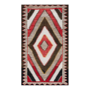 Excellent and Authentic With Dimensinal Design in Gray, Red and Brown Color American Navajo Rug