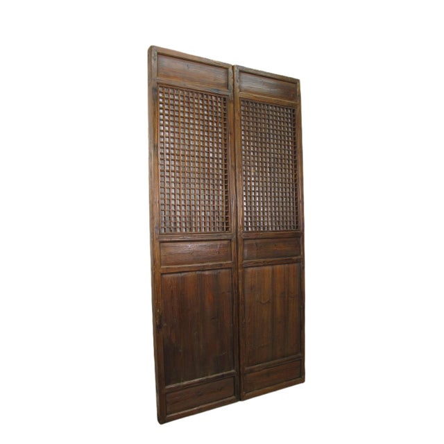 Chinese Pair of Lattice Screen Door Panel For Sale - Image 3 of 10