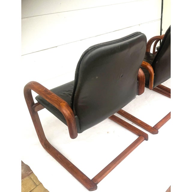 Mid-Century Modern Armchairs in Bentwood and Leather, 1960s, Set of 3 For Sale - Image 15 of 18