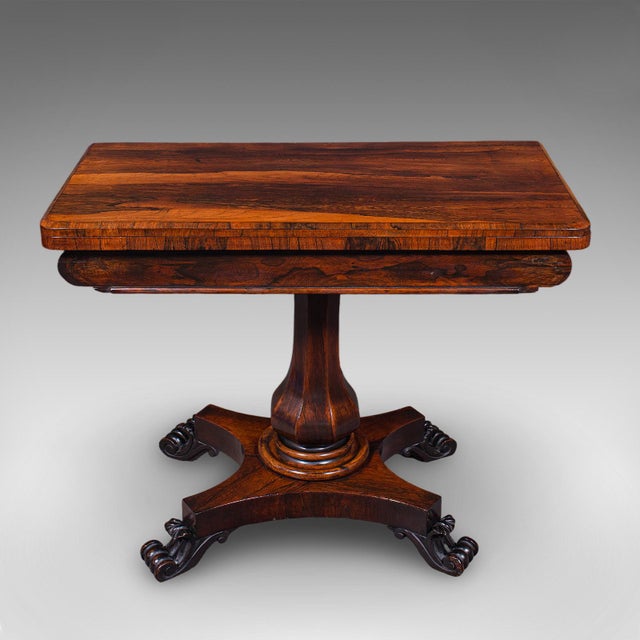 Antique Fold-Over Card Table, English, Games, Console, Bridge, Early Victorian For Sale - Image 4 of 12