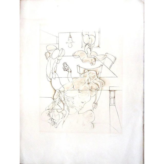 Interior with Image is an original print realized by the famous artist Hans Bellmer in 1971. Good conditions, except for...