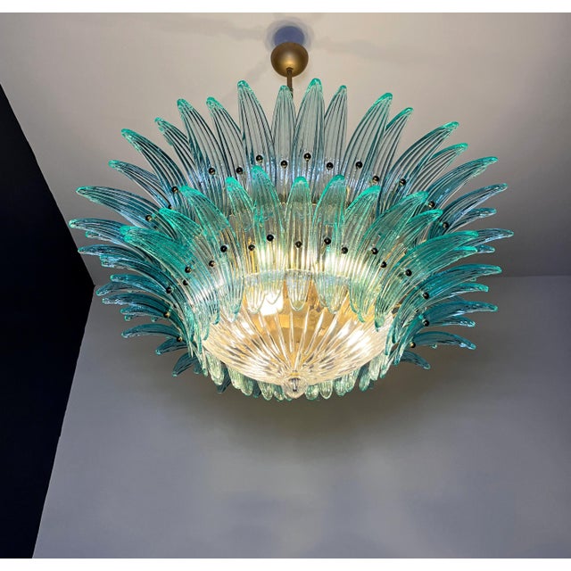 Turquoise Vintage Murano Chandelier with 82 Turquoise Glasses, 1990s For Sale - Image 8 of 18
