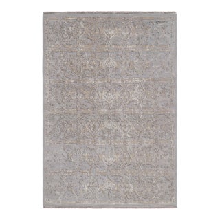 Rug & Kilim’s Modern Abstract Runner Rug in Silver-Gray “Sasan” For Sale