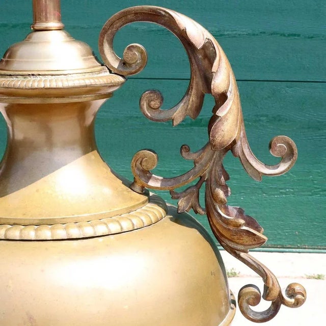 Mid 19th Century Large French Napoleon III Brass Urn Form Two-Light Table Lamp For Sale - Image 4 of 6