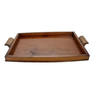 Art Deco Rectangular Wooden Tray with Handles, France, 1930s For Sale