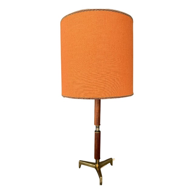 TeakTripod Table Lamp attributed to J.T. Kalmar, Austria, 1960s For Sale