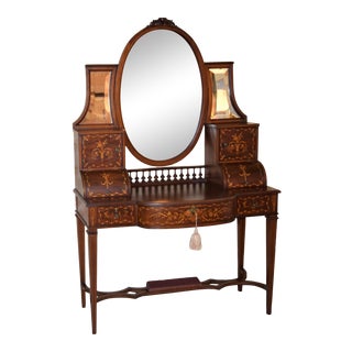 1930s Ladies French Vanity With Marquetry For Sale