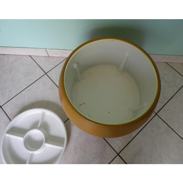 Sewing Box Ottoman in Faux Leather with Wooden Legs, 1960s For Sale - Image 6 of 10