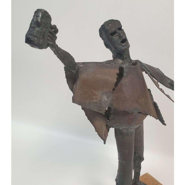 Vintage Brutalist Modernist Welded Steel Figural Sculpture, Signed For Sale In Denver - Image 6 of 17