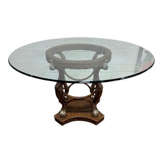 Coastal Vintage Wicker Dining Center Table For Sale