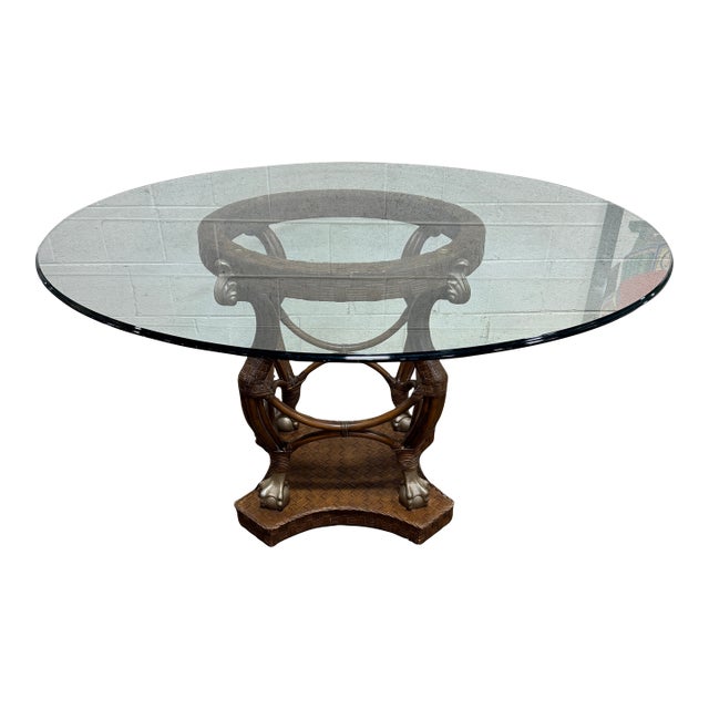 Coastal Vintage Wicker Dining Center Table For Sale