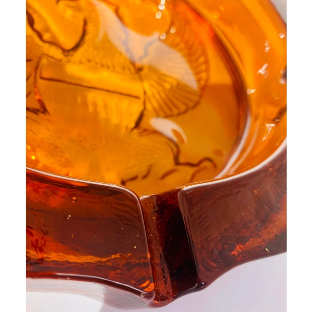 Vintage ExtraLarge Federal Eagle Amber Glass Ashtray Chairish