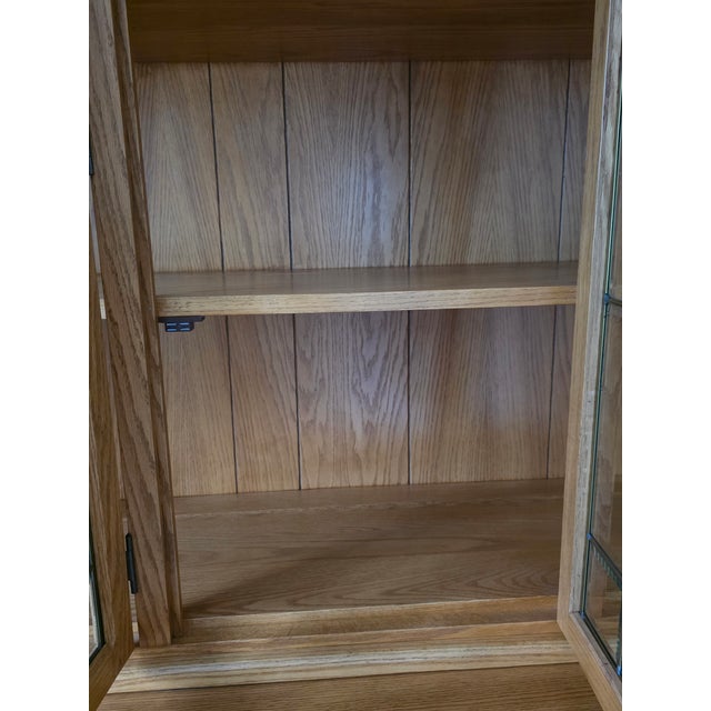 Hunt Country Oak Hutch & Buffet Cabinet For Sale In New York - Image 6 of 12