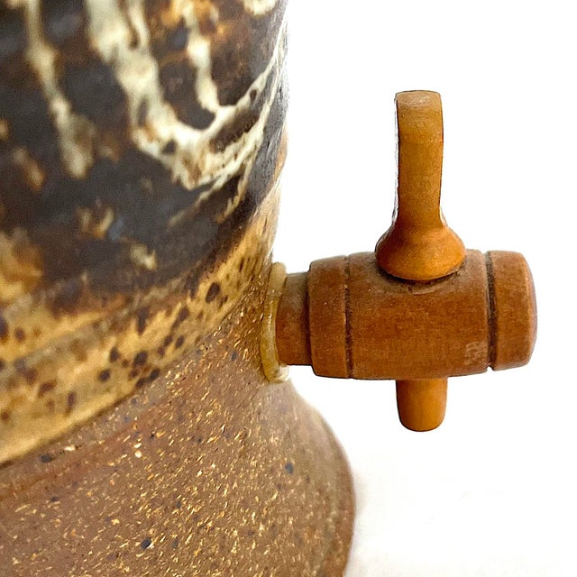 1980's Studio Stoneware Wine Jug With Spigot - Ken Edwards Montana Potter For Sale - Image 4 of 12