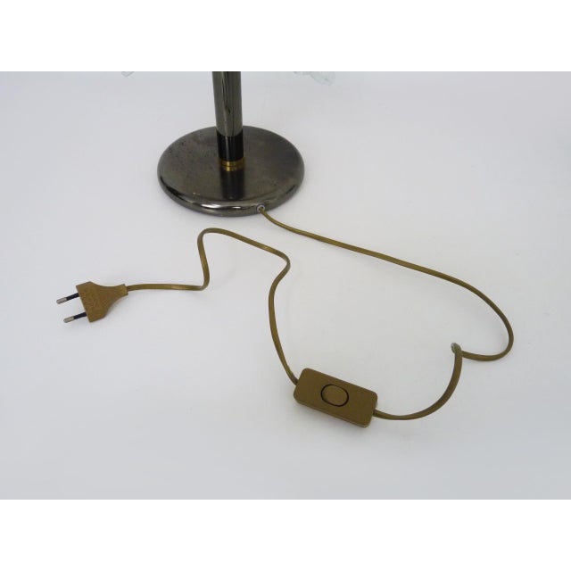 Large Foliage Table Lamp in Glass and Anthracite Gray Metal, 1980s For Sale - Image 9 of 10