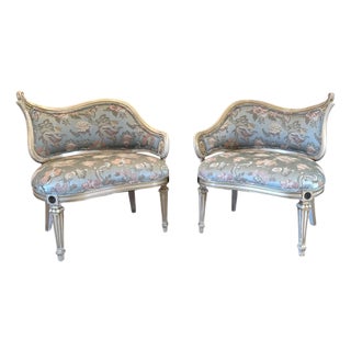 1950s Maison Jansen Inspired Leaf-Back Slipper Chairs - A Pair For Sale