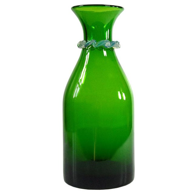 Glass Italian Green Glass Carafe from Empoli, 1970s For Sale - Image 7 of 7