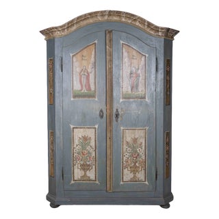 German Painted Folk Art Bridal Wardrobe For Sale