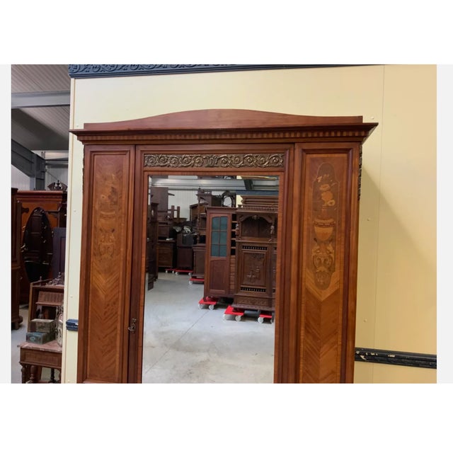 Antique Art Nouveau Linen Wardrobe, 1890s For Sale - Image 3 of 12