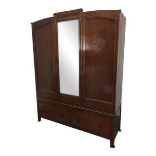 Bath Cabinet Makers 1928 Oak Art Deco Armoire For Sale