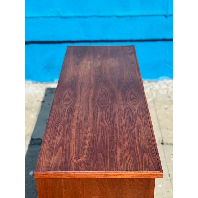 Brown 1960's Compact Walnut Credenza For Sale - Image 8 of 10