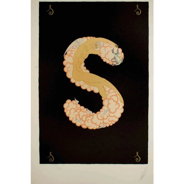 Erté, Letter S, Lithograph and Screen Print, 1976 For Sale - Image 4 of 4