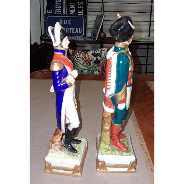 Traditional Napoleonic Polychrome Porcelain Statuettes, 1800s, Set of 2 For Sale - Image 3 of 6