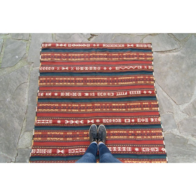 1920s Antique Hand-Knotted Kilim - 5'1" X 10'11" For Sale - Image 4 of 11