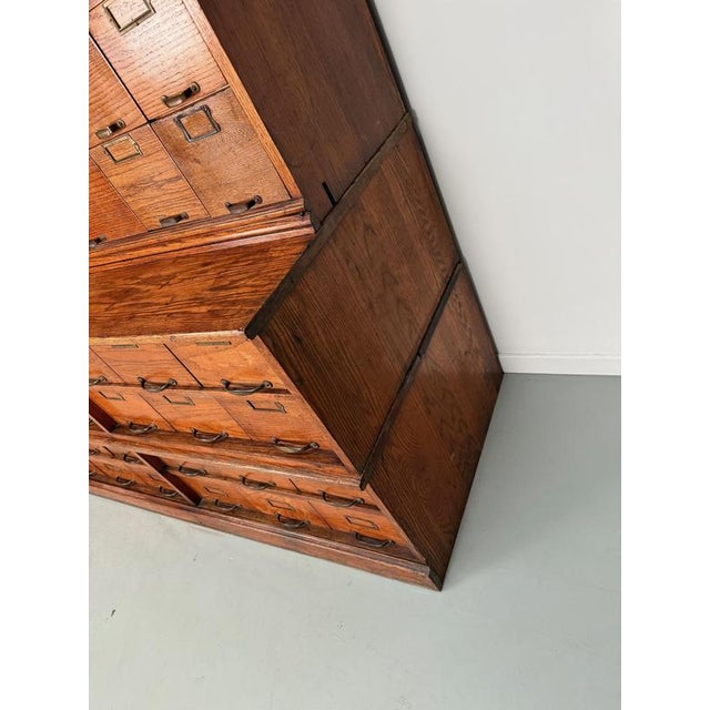 Large Antique American Oak Apothecary Cabinet, 1900s For Sale - Image 11 of 18