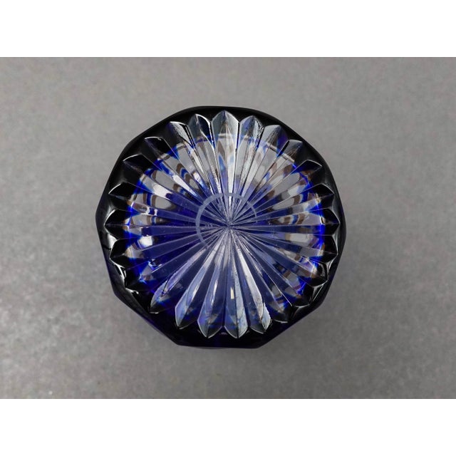 Glass Mid 20th Century Saint St Louis Crystal France Rabat Blue Gold Gilded Tea Tumbles Glasses- Set of 2 For Sale - Image 7 of 8