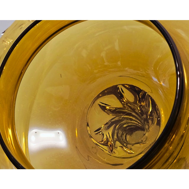 Mid 20th Century Mid 20th Century Italian Murano Glass Style Amber Art Glass Compote With Applied Prunts For Sale - Image 5 of 11